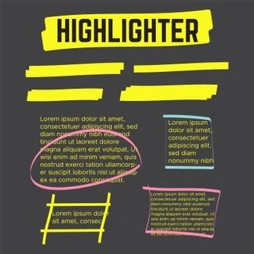 Marker marks. Yellow marker text selection vector Stockillustratie