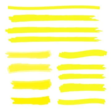 Marker marks. Yellow marker text selection vector Stock Illustration