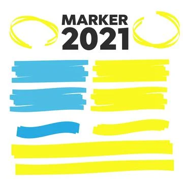 Marker marks. Yellow marker text selection vector Stock Illustration