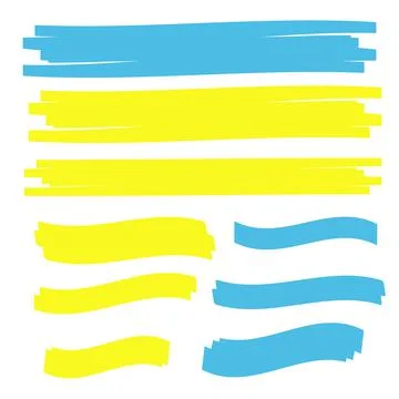 Marker marks. Yellow marker text selection vector Stock Illustration