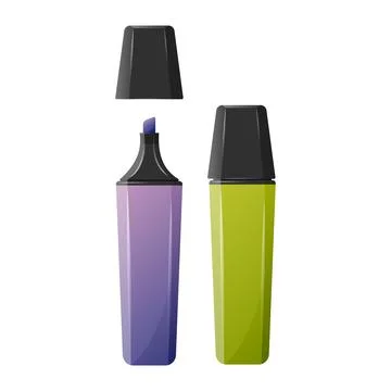 Marker, open and closed, colored felt-tip pen for highlighting lines Stock Illustration