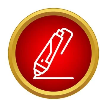 Marker pen drawing line icon in red circle Stock Illustration