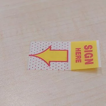Marker for place of signature on document Stock Photos