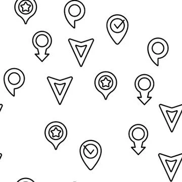 Marker Pointer Gps Map Vector Seamless Pattern 스톡 일러스트