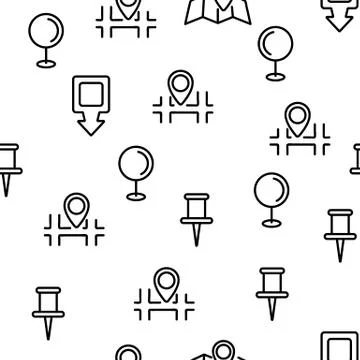 Marker Pointer Gps Map Vector Seamless Pattern Illustrazione stock