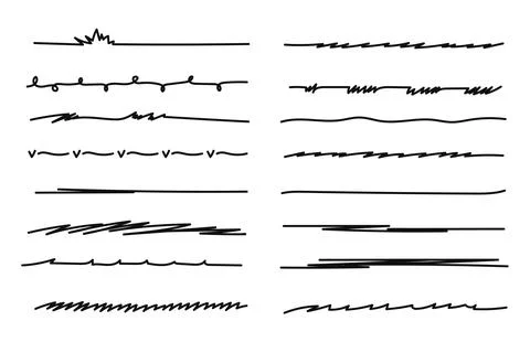 Marker scribble elements collection. Hand drawn strokes, underlines vector Stock Illustration