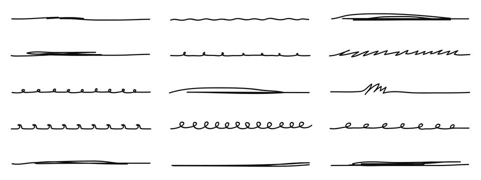 Marker scribble elements collection.Hand drawn strokes, underlines .Vector .. Stock Illustration