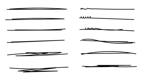 Marker scribble elements collection.Hand drawn strokes underlines vector il.. 스톡 일러스트