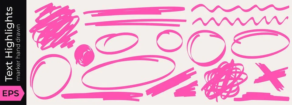 Marker scribble highlight text, and underline with a decorative crayon doodle Illustrazione stock