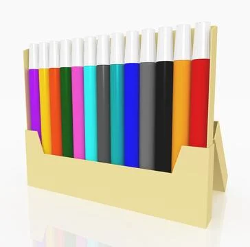 Marker set against a white background Illustrazione stock