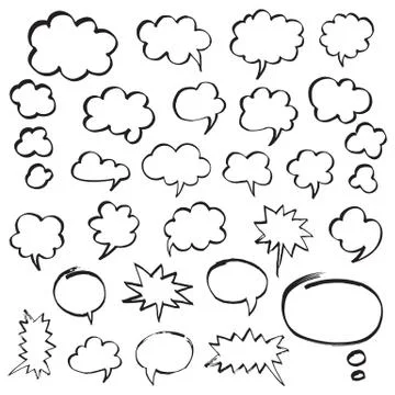 Marker Speech Bubbles and Thought Clouds Stock Illustration