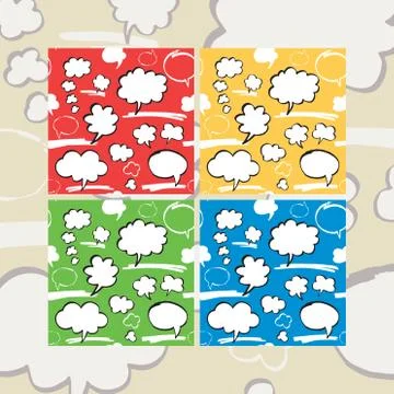 Marker Speech Bubbles Seamless Pattern Set Stock Illustration