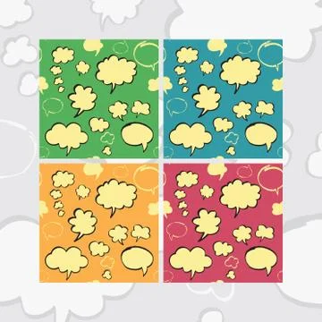 Marker Speech Bubbles Seamless Pattern Set Stock Illustration