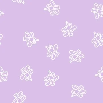 Marker stationery line vector seamless pattern Stock Illustration