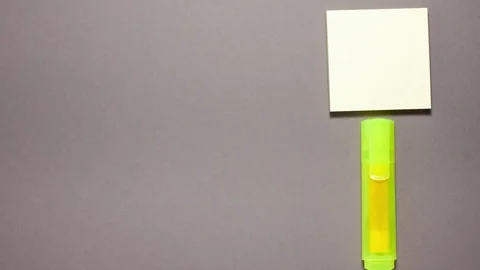 Marker, sticky note on gray with copy space 스톡 동영상 123808745