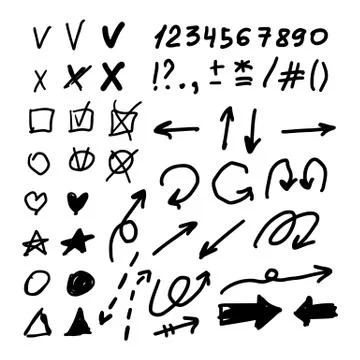Marker style set hand drawn Stock Illustration