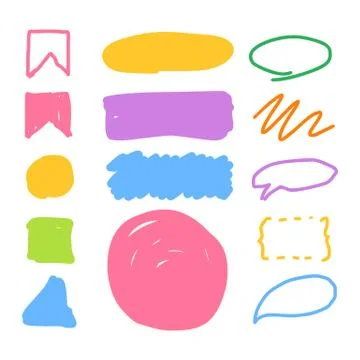 Marker style set hand drawn Stock Illustration