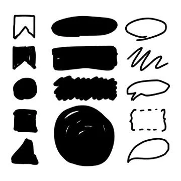 Marker style set hand drawn Stock Illustration