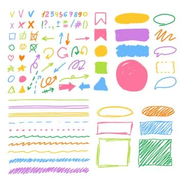 Marker style set hand drawn Stock Illustration