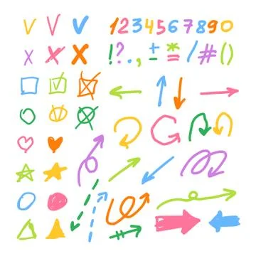 Marker style set hand drawn Stock Illustration