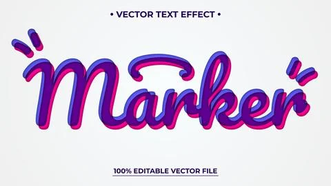 Marker text effect on whiteboard Editable font whiteboard marker style Stock Illustration