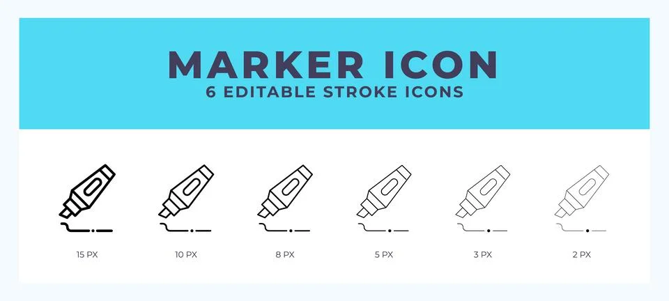 Marker vector icon. With different stroke vector illustration. Stock Illustration