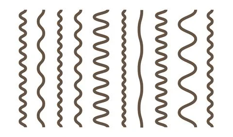 Marker wavy line set in white background. Simple outline design element. Stock Illustration