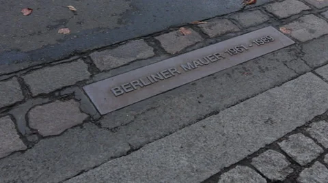 Marker for What used to be Berlin Wall in Berlin Germany Stock Footage 53824519