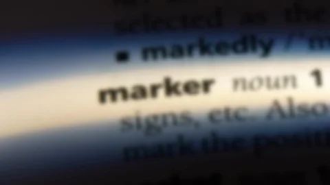 Marker word in a dictionary. Stock Footage 99563380