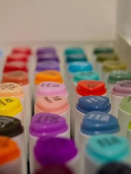 Markers in a box Stock Photos