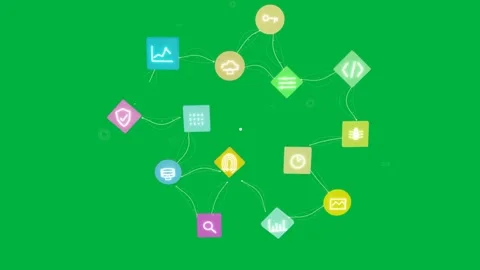 Markers emerging icons assembling into ring on transparent background stems Stock Footage 334727195