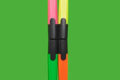 Markers on a green background Stock Photos