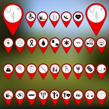 Markers for maps. Stock Illustration