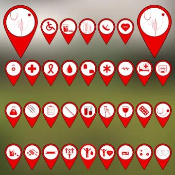 Markers for maps. Stock Illustration