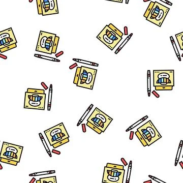 Markers package vector seamless pattern Stock Illustration