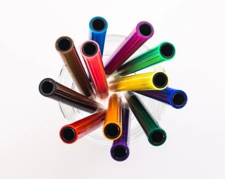 Markers in a vase Stock Photos