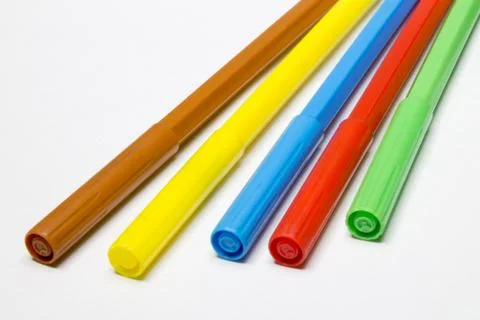 Markers on white background Stock Photos
