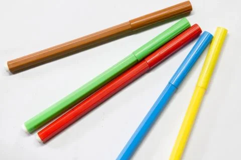 Markers on white background Stock Photos