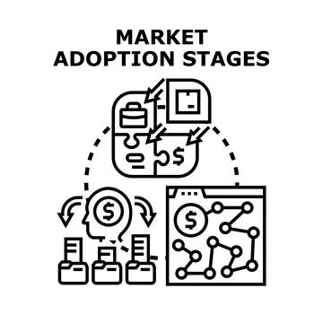Market adoption stages concept vector icon illustration Stock Illustration