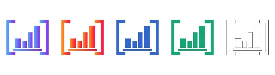 Market Analysis and Chart Frame Icon Set Stock-Illustration