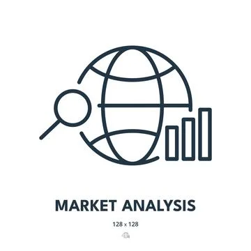 Market Analysis Icon. Analytics, Research, Statistics. Editable Stroke. Sim.. Illustrazione stock