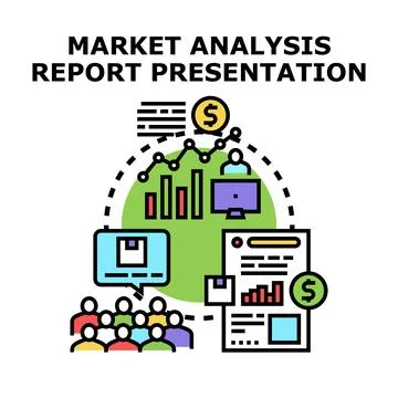 Market analysis report presentation concept illustration Stock Illustration