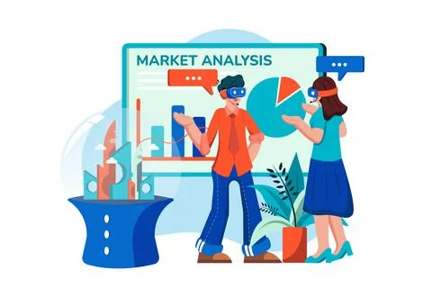 Market analysis with VR technology Stock Illustration