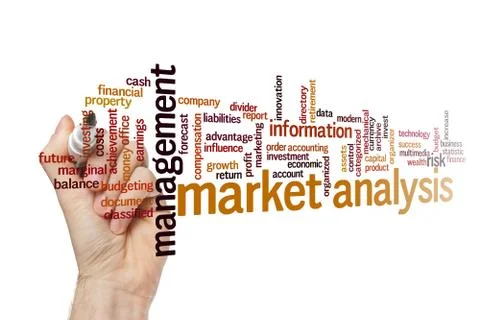 Market analysis word cloud concept Stock Photos