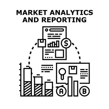 Market analytics and reporting financial business research Illustrazione stock
