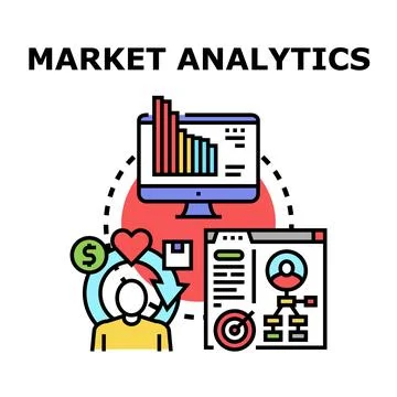 Market analytics concept analyzing business data and customer insights 库存插图