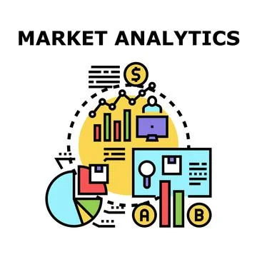 Market analytics concept analyzing business data and growth 库存插图
