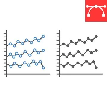 Market analytics line and glyph icon 库存插图