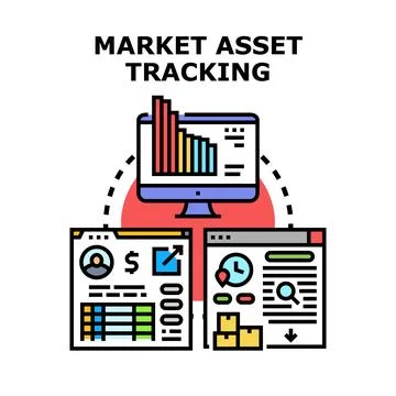 Market asset tracking data managing and optimizing Stock Illustration