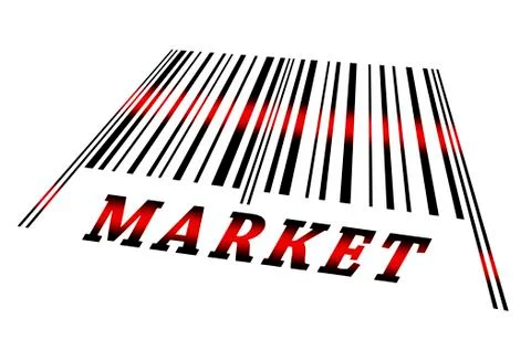 Market on barcode Illustrazione stock